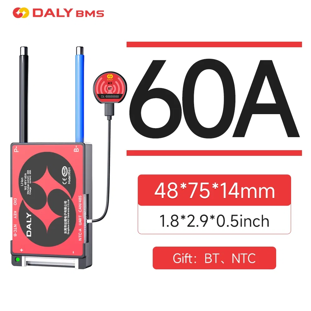 BMS inteligente Li-ion 16s 60V 60A BMS bateria de lítio