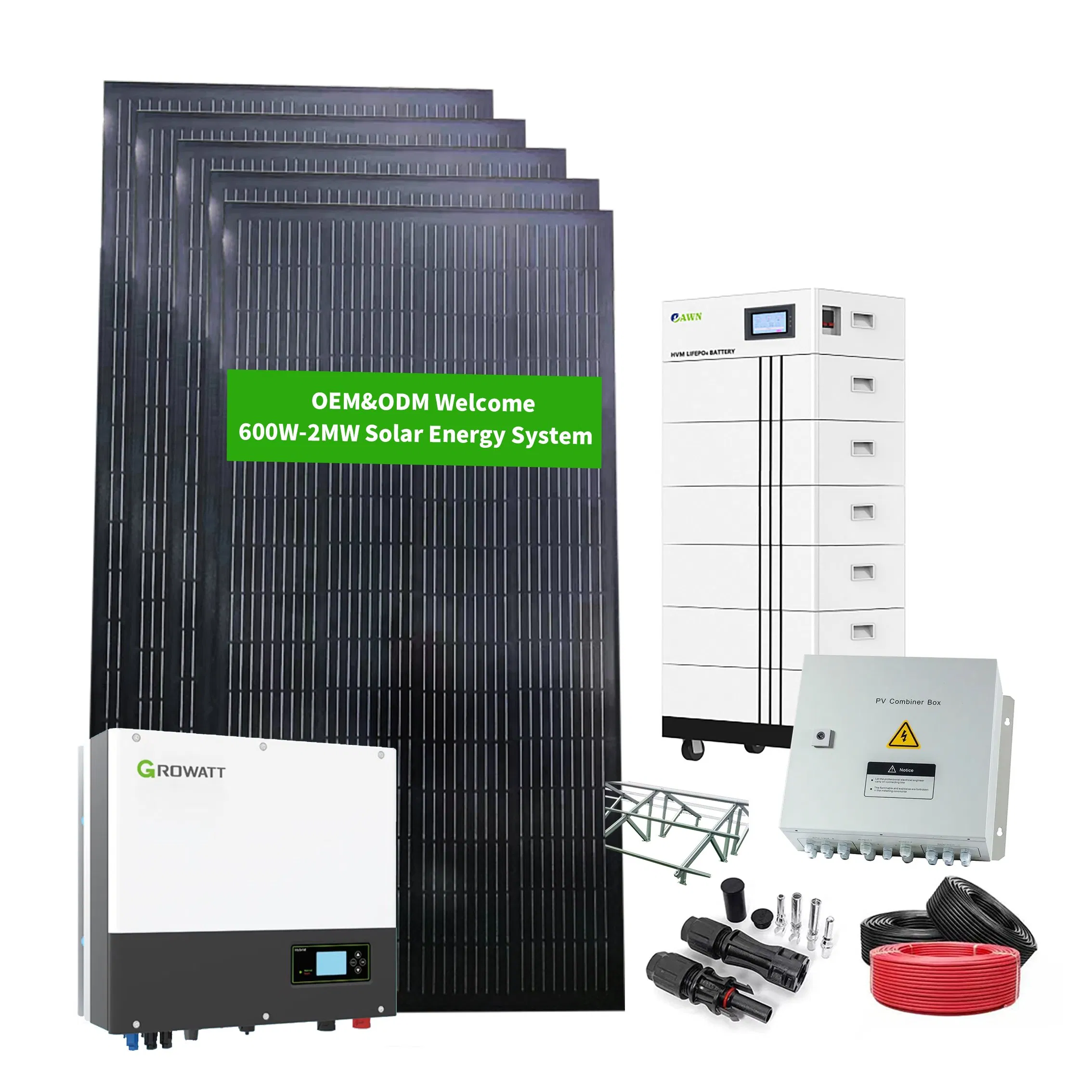 Armazenamento de Energia 5kw 12kw 15kw 20kw 30kw 50kw 100kw 200kw 1MW 2MW 10MW 10kw Sistema de Energia Solar Conectado à Rede