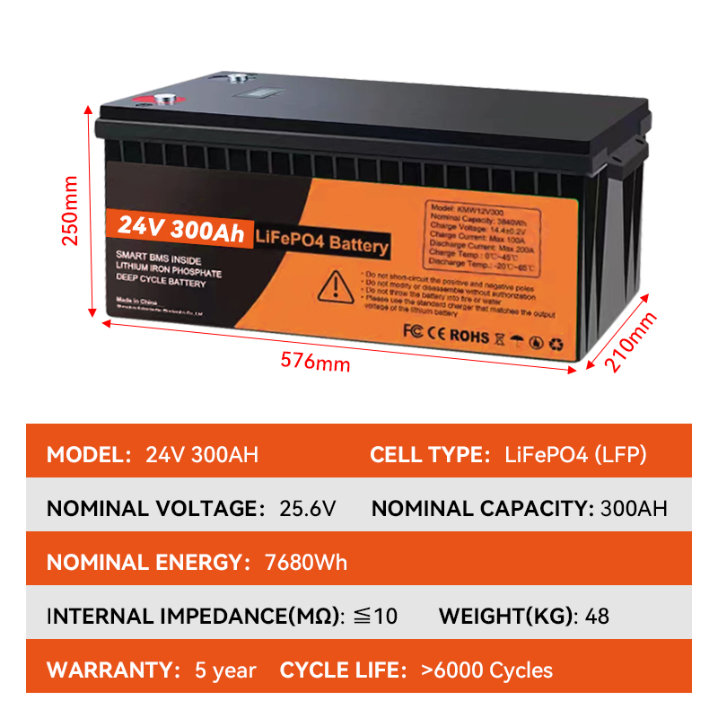 24V 300ah Bateria de Lítio 100ah 150ah 200ah 230ah 280ah 400ah LiFePO4 Pacote de Bateria para Sistema de Energia Solar Residencial