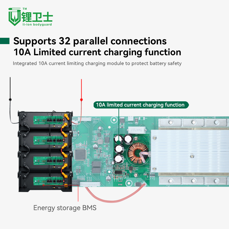 Bateria de Armazenamento de Energia Residencial Lws Smart LiFePO4 Pack de Baterias de Lítio 8s 24V 16s 48V 100A 200A Inversor Paralelo BMS