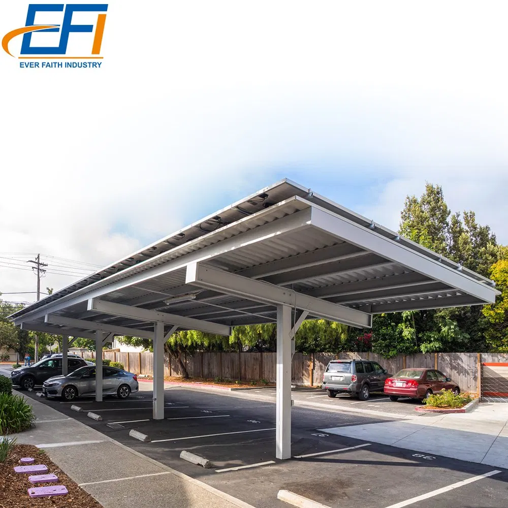 Estrutura de Suporte de Montagem em Poste para Painéis Solares em Carport para Estacionamento Solar