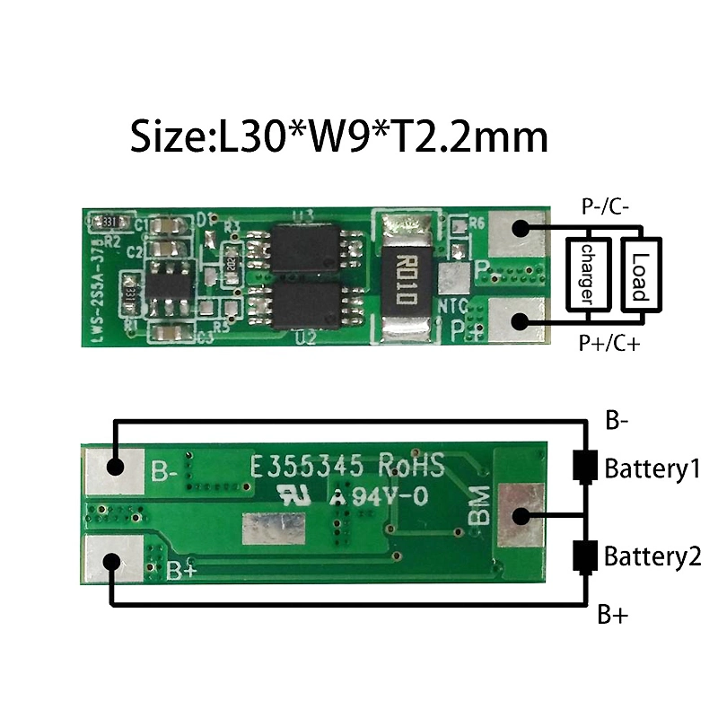 Placa PCM LiFePO4 BMS 2s 3A 5A BMS inteligente para bateria de lítio