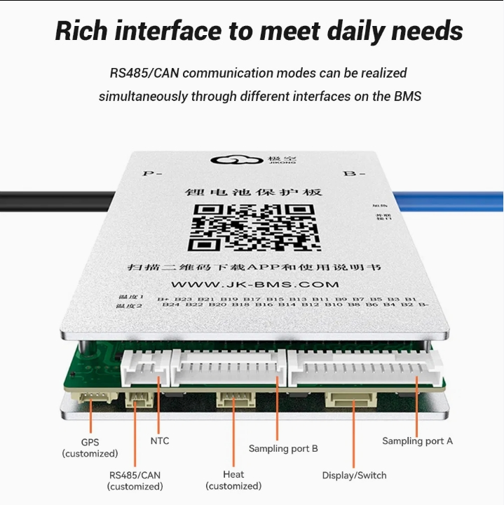 Jk-Bd6a20s10pd BMS Inteligente, Apresentando 0.6A Balanceamento Ativo, É Adequado para LiFePO4, Pacotes de Baterias de Íon de Lítio e Lto, com 8-20 Configuração em Série, e
