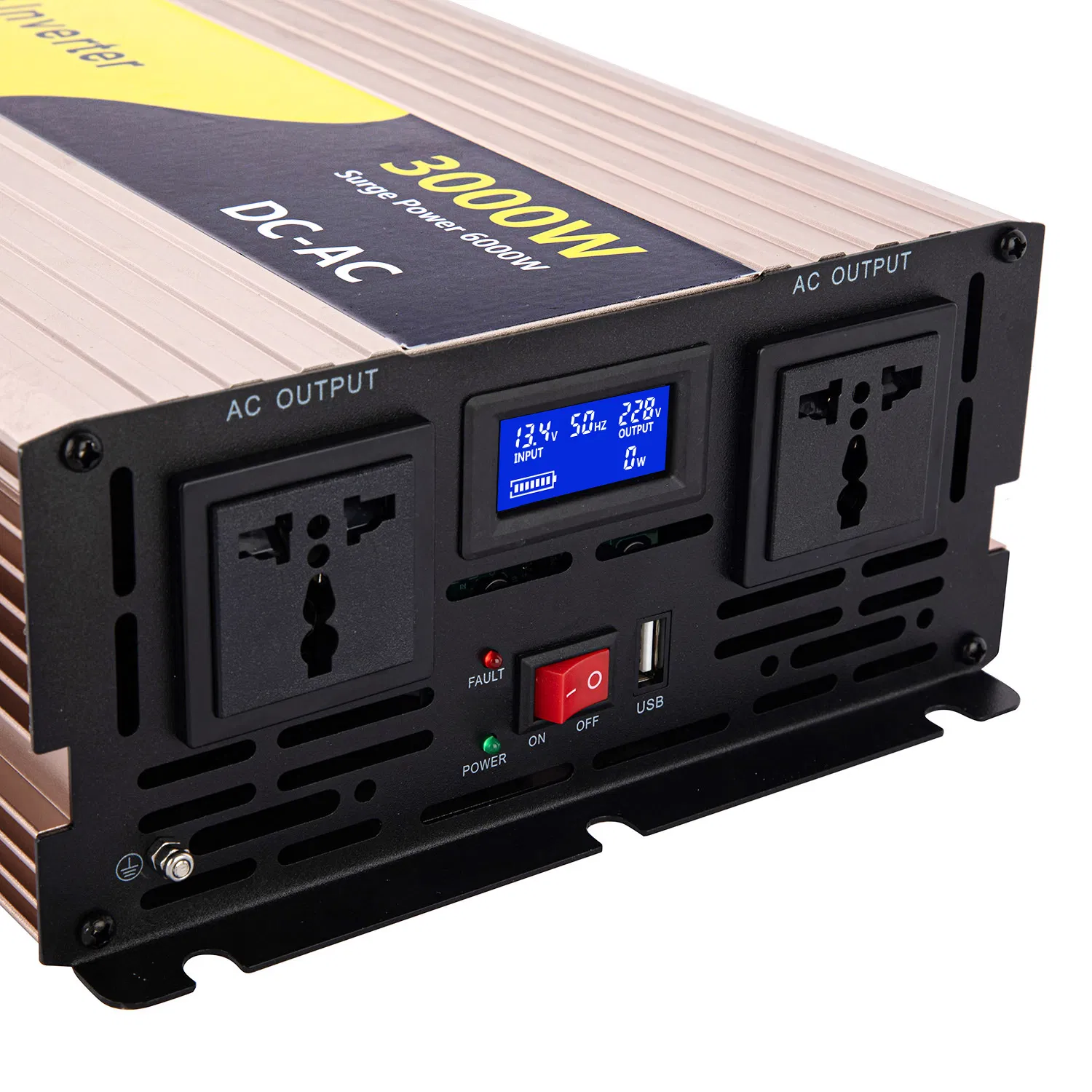 3000W Inversor de Potência, Exterior para Casa, Inversor de Carro, Inversor de Onda Senoidal Pura, 12V/24V/48V DC para AC 110V/120V 220V Conversor