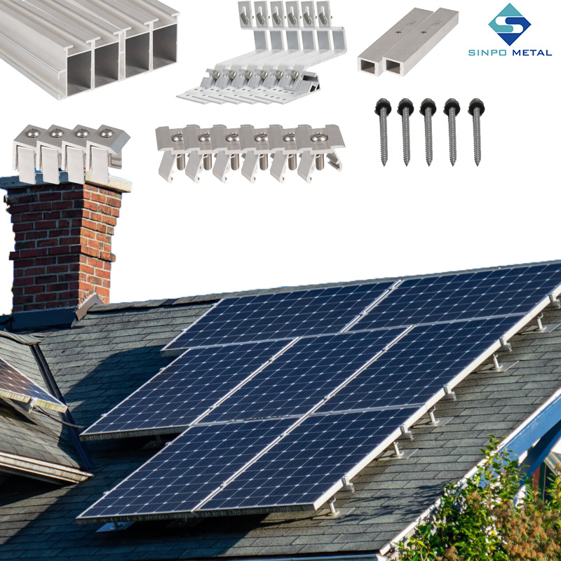 Sistema de Energia Solar Sinpometal Estrutura de Montagem de Painéis Solares de Alumínio para Telhado de Telhas