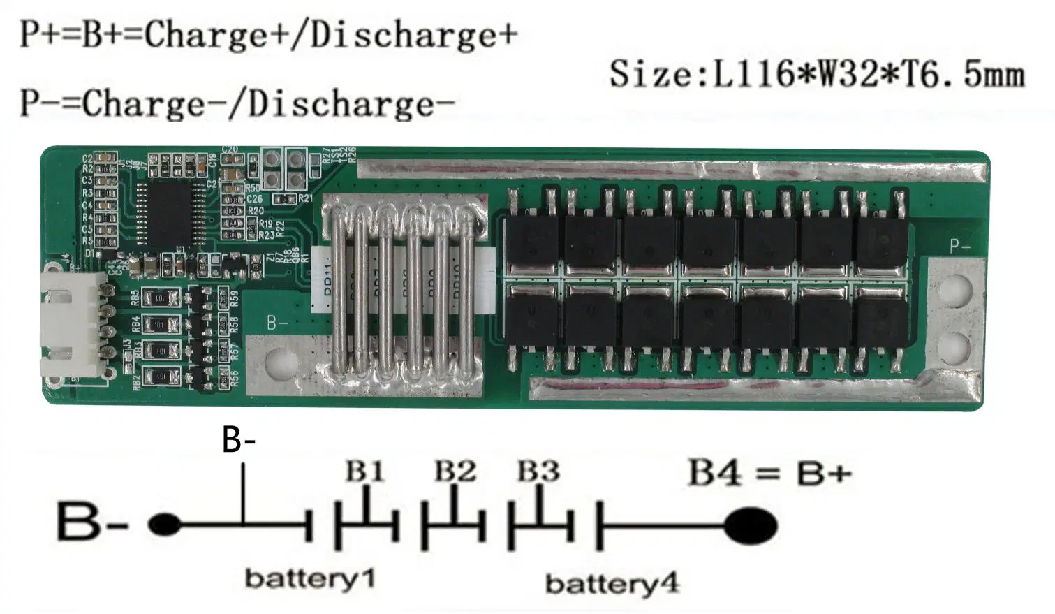 Lws-4s35A-162-L112*W32*T6.5 4s 35A Sistema de Gerenciamento de Bateria de Lítio