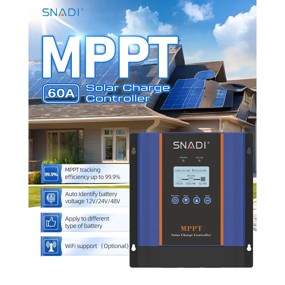 48/60/72/96V 60A Controlador de Carga Solar MPPT para Bateria AGM de Lítio