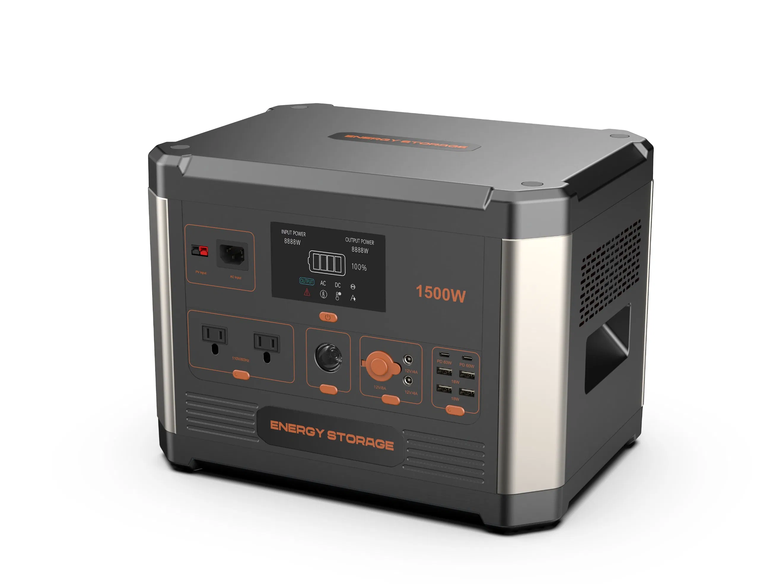 Estação de Energia Portátil 1500W Gerador Solar Portátil com Tomadas AC Universais para Iluminação Externa, TV e Geladeira