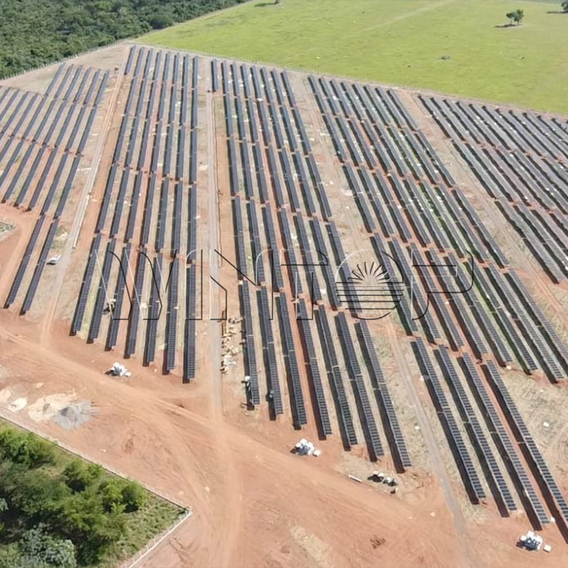 Instalação do Sistema de Rastreamento Solar de Eixo Duplo e Eixo Único com Suporte Solar para Solo