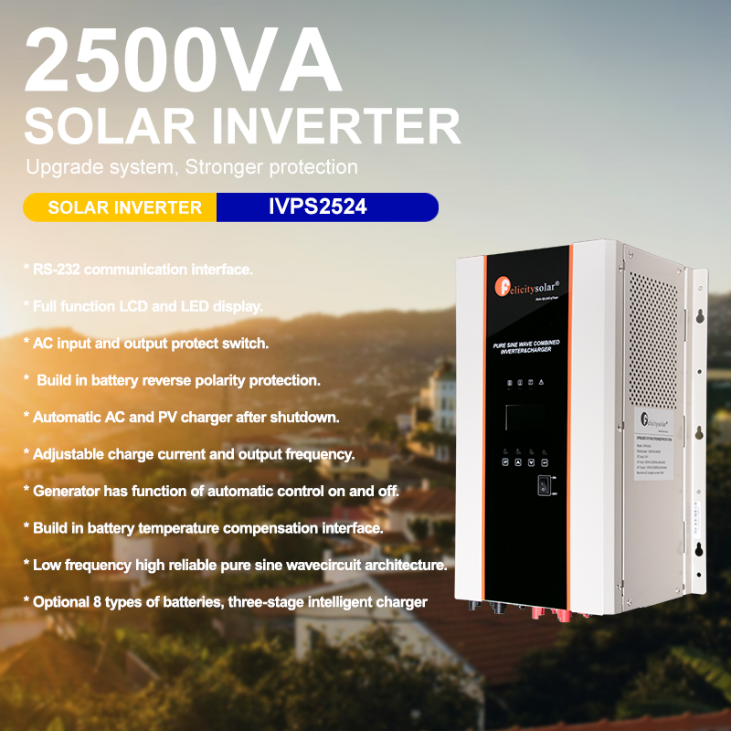 Inversor Híbrido Solar de Alta Eficiência e Alta Qualidade DC para AC 2.8kw 24V Inversor de Potência Solar de Onda Senoidal Pura