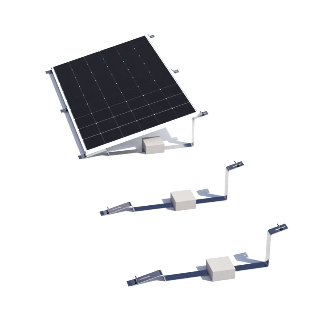 Estrutura de Painel Solar de Telhado com Rastreamento, Lastro de Concreto para Sistema de Montagem em Telhado Plano