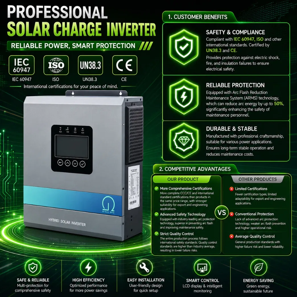 3kw 5kw Inversor Solar Híbrido 110V/220V Alta Frequência 24V 48V Inversor de Energia para Casa para Sistema Solar Off-Grid Inversor DC/AC