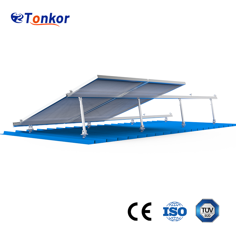 Estrutura de Montagem Solar de Alumínio Ajustável para Sistemas Fotovoltaicos em Telhados Planos