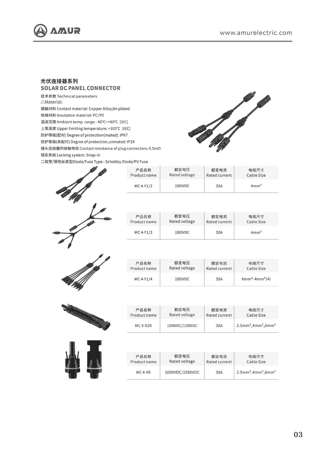 Mc4 Y1/2 1000V Conector de Cabo Solar DC Ramal Fio Divisor PV