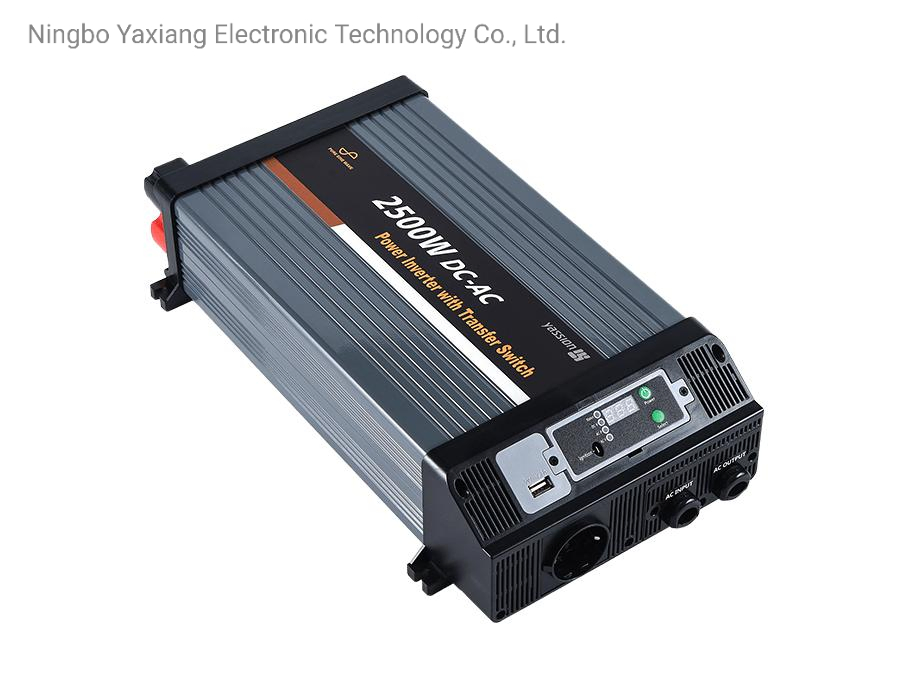 24V 100V/ 110V /120V 2500W Inversor de Onda Senoidal Pura DC-AC com Interruptor de Transferência com Controle Remoto Removível
