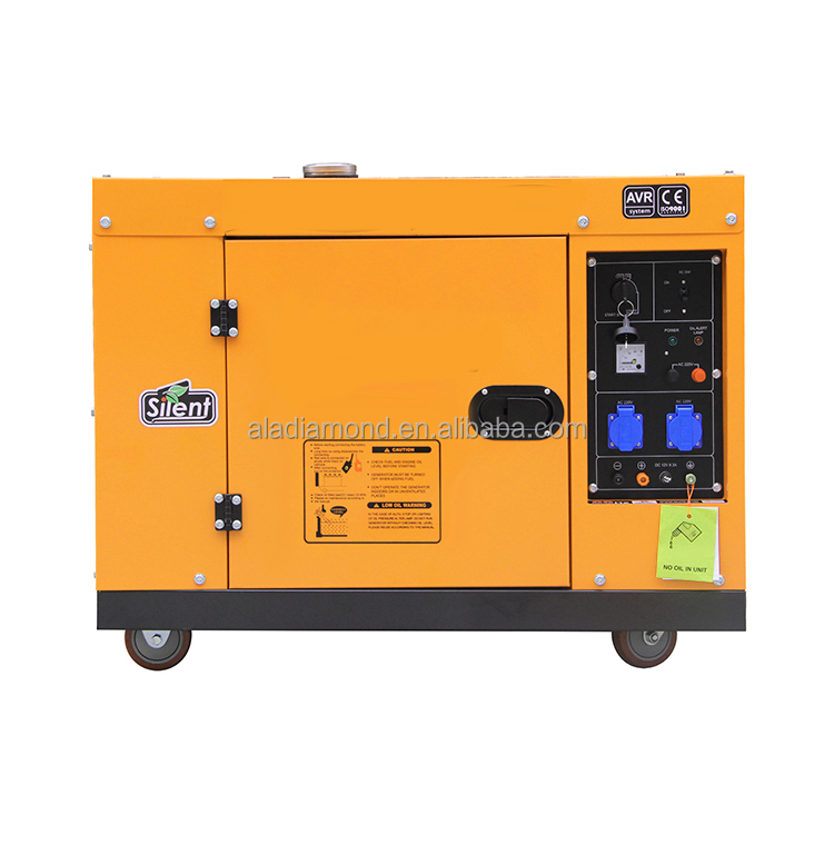 Silent Air Cooled Diesel Generator Set 3kw 5kva 5kw 6kva 6kw 8kva 8kw 10kva Auto Start ATS Options 230v/240v/480v Open Frame