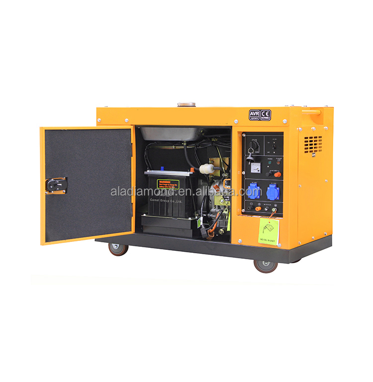 Silent Air Cooled Diesel Generator Set 3kw 5kva 5kw 6kva 6kw 8kva 8kw 10kva Auto Start ATS Options 230v/240v/480v Open Frame