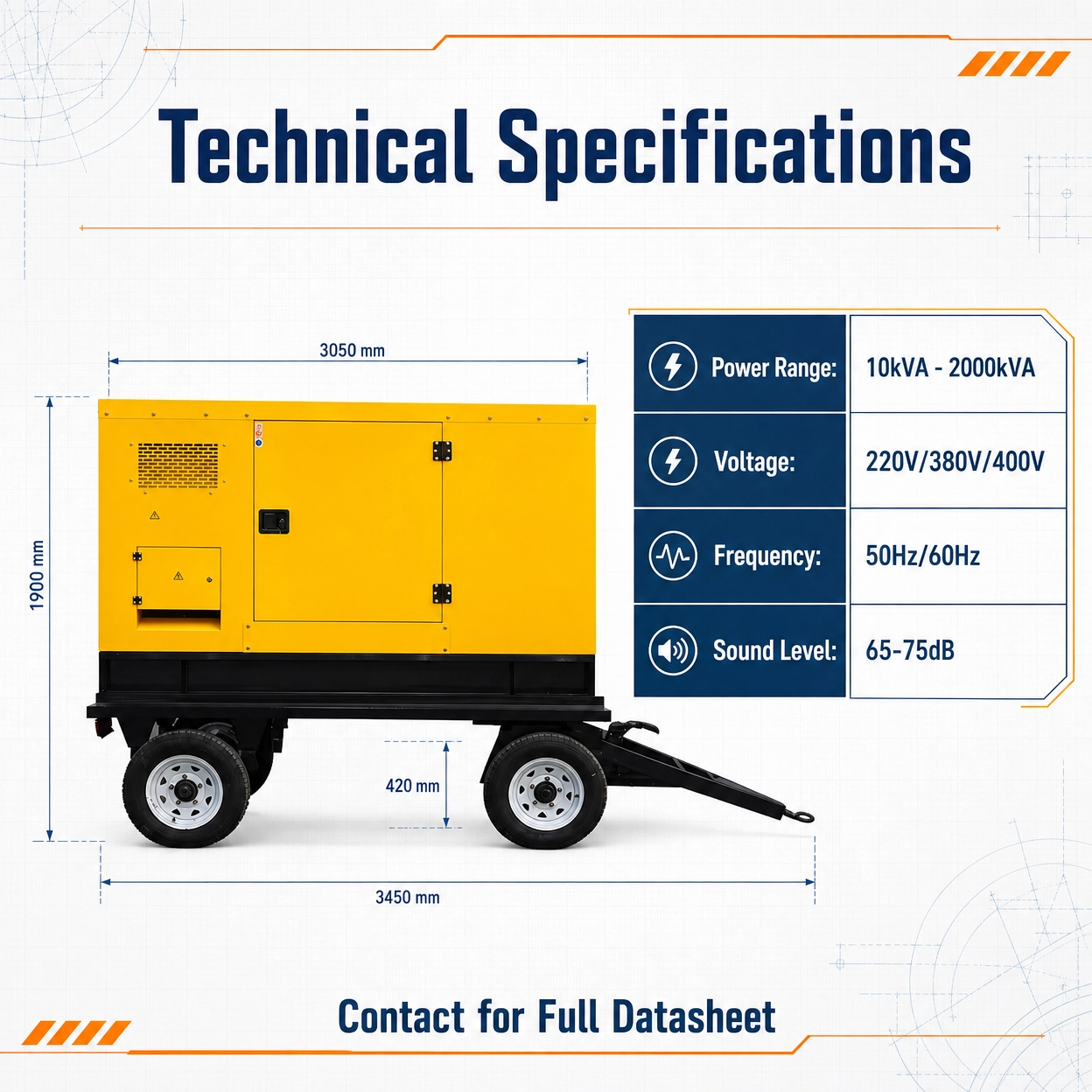 Mobile Diesel Generator Set Trailer Super Silent Engine Auto Start Remote Start ATS Single/Three Phase 50 Hz Electric Power