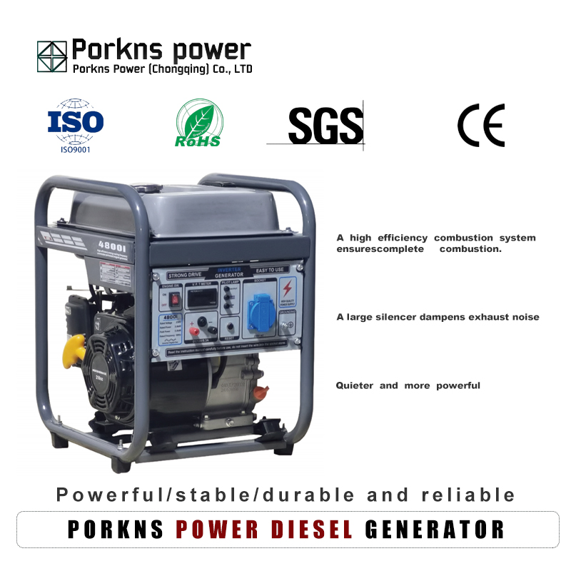 Porkns 5.5 kVA 7kVA 20 Kw 30kVA Dual Fuel Portable LPG Ng Gas Powered Generator Set for Small Workshops