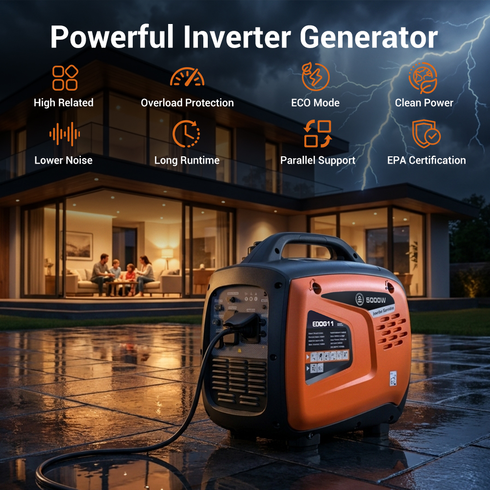 5000W 4KW Silent Inverter Generator Whole House Backup Emergency Power Portable EPA Certified