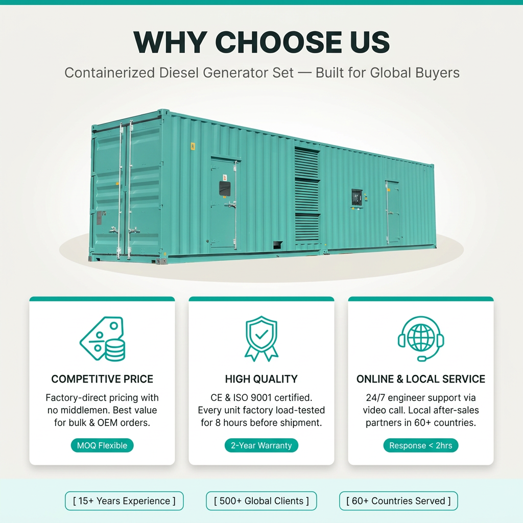 Container Quiet Diesel Generator 2500kva 2000kw 2200kw ByCummins 3 Phase 400V 50Hz For Construction Mining Data Center ISO CE