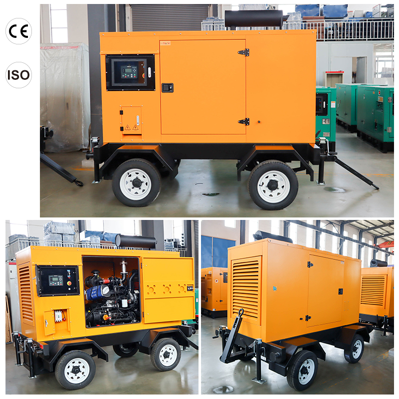 Jinte JT-12GF 12V DC Electric Start Three Phase Mobile Diesel Generator with Trailer