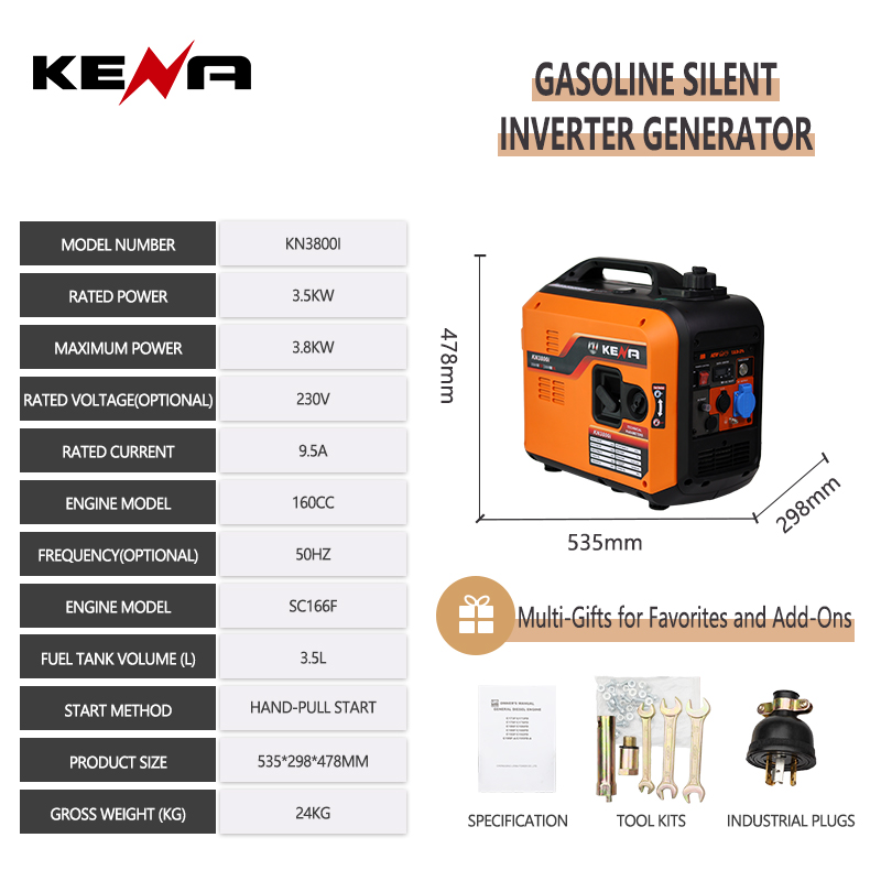 Dual-Fuel 3.5kW/6.5kW Portable Power Inverter Generator Home Use Gasoline Silent Natural Gas/LNG Remote Start Recoil Start 60Hz