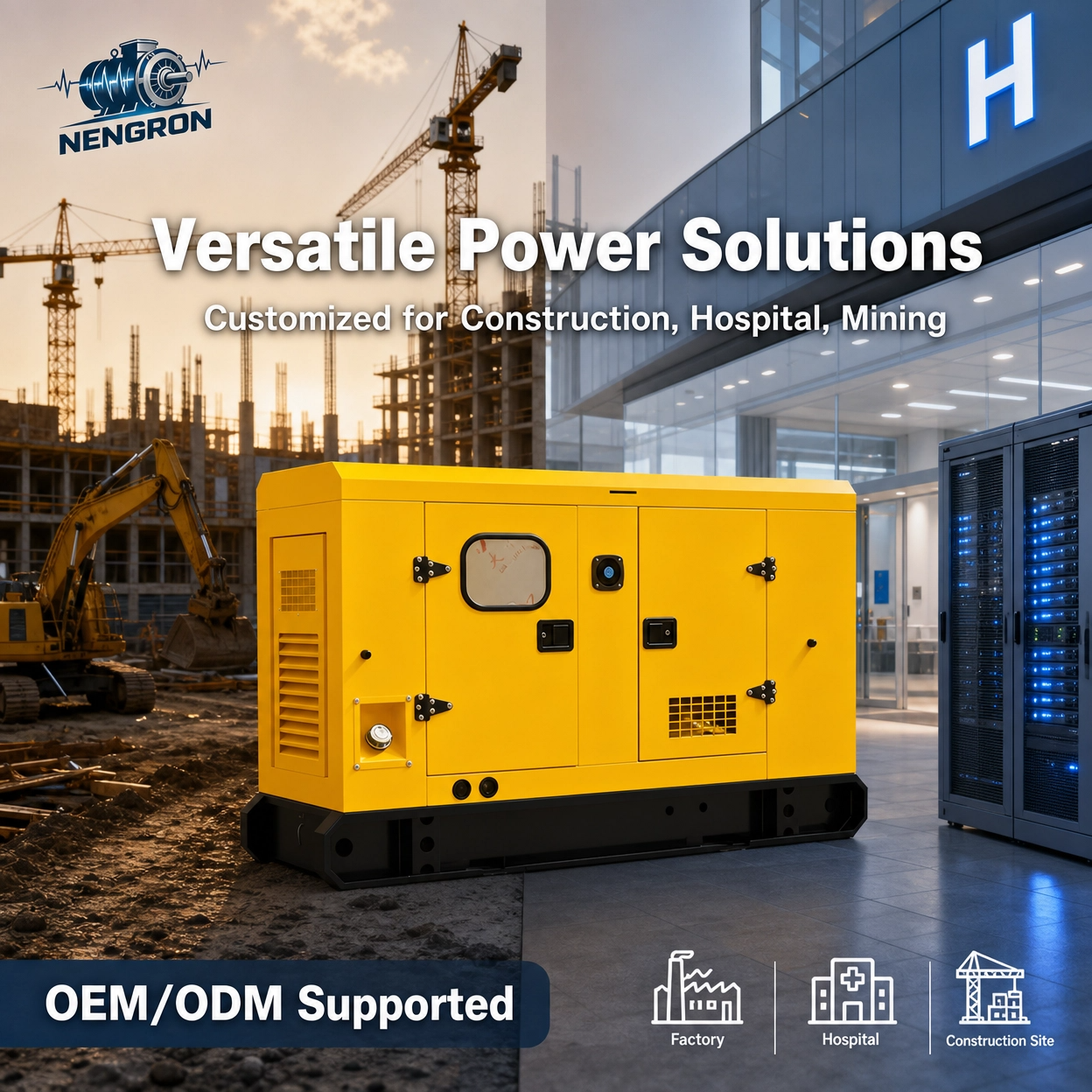Nengron COC CE Certification 300KW-1000Kw Silent Diesel Generator for Emergency Power System Hospital Standby Generator