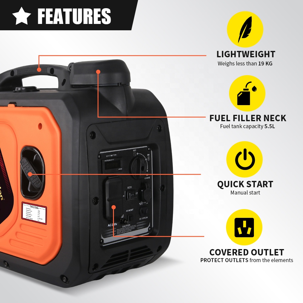 TKH Wholesale 1.8KW 2.25kva 2KW 2.5kva 4-Stroke Silent Camping Gasoline Inverter Generator Sets Home Use
