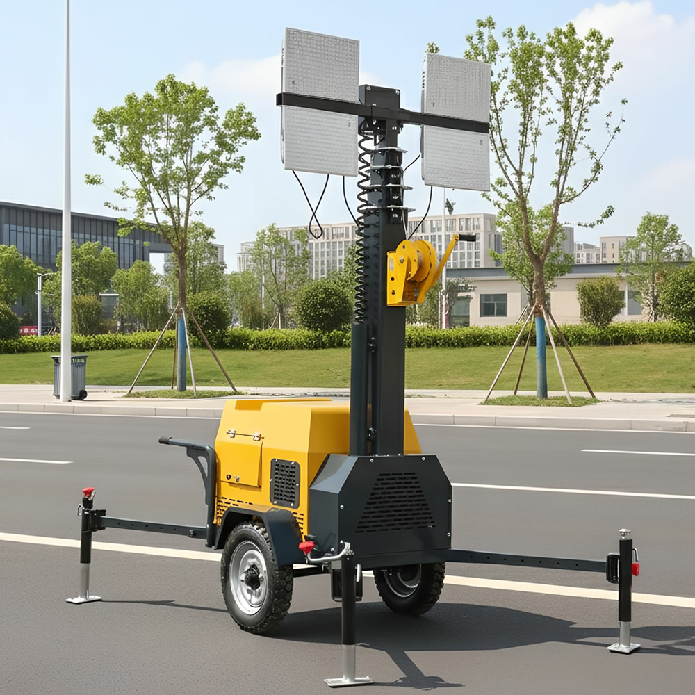 7m Diesel Light Tower Engineering Lighting Telescopic Mast Mobile Trailer Portable Led Portable Generator Lighting Tower