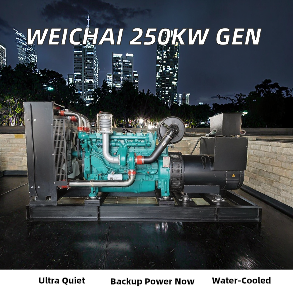 250KW Commercial Standby Diesel Generator Set Brushless All-Copper Motor ATS Options 50/60Hz Frequency for Emergency Use