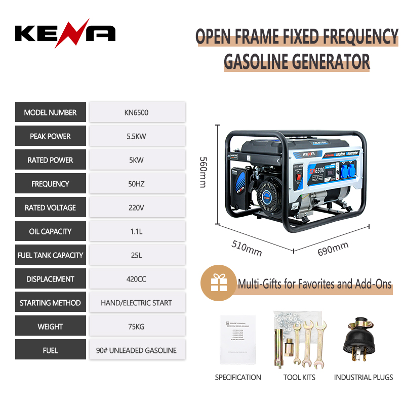 Power 5.5KW Air Cooled Gasoline Generator Portable Electric Start Petrol Generator For Home Industrial Use