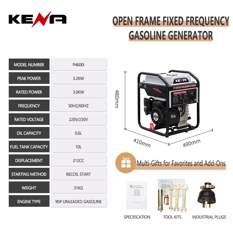 230V 5kVA Gasoline 3000W Portable Mini Motor Generator Set / 220V Inverter Digital Power Pure Sine Wave 9kVA Wave Generator