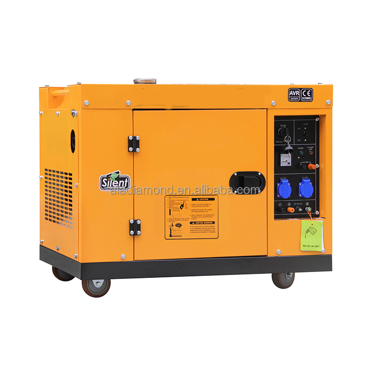 Silent Air Cooled Diesel Generator Set 3kw 5kva 5kw 6kva 6kw 8kva 8kw 10kva Auto Start ATS Options 230v/240v/480v Open Frame