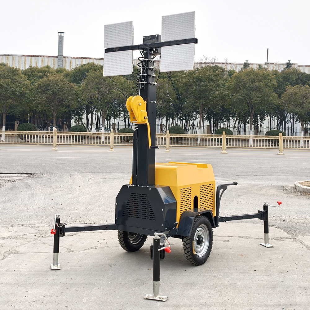 7m Diesel Light Tower Engineering Lighting Telescopic Mast Mobile Trailer Portable Led Portable Generator Lighting Tower