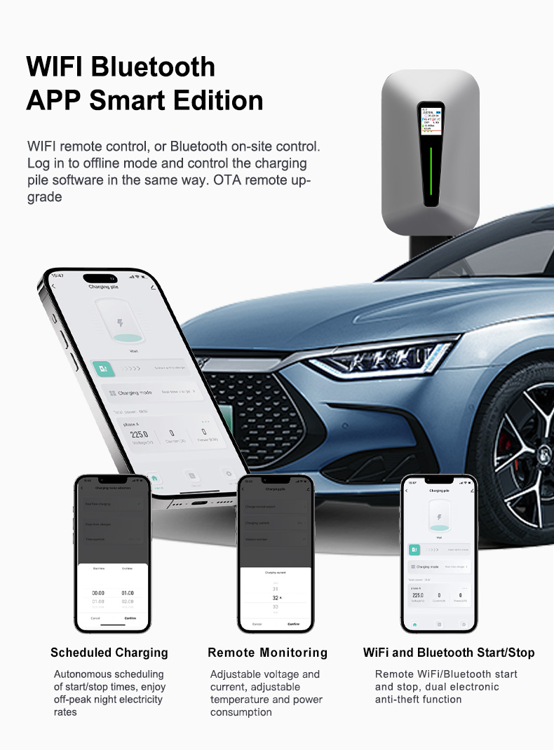 7kw Level 2 EV Charger for Byd Tuya APP Control IP55 Waterproof Home Commercial Wallbox EV Charging Station