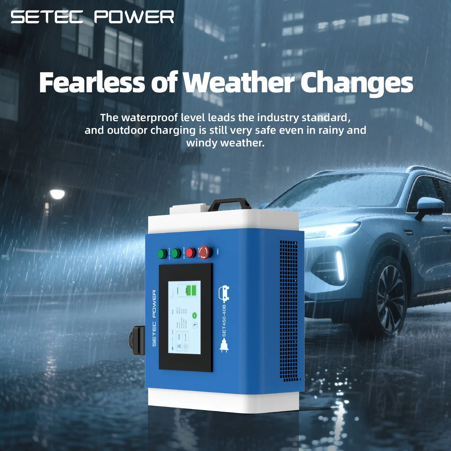 SETEC POWER 10kW-60kW CCS1/CCS2/Chademo NACS Portable EV Charger DC Electric Vehicle Charging Station