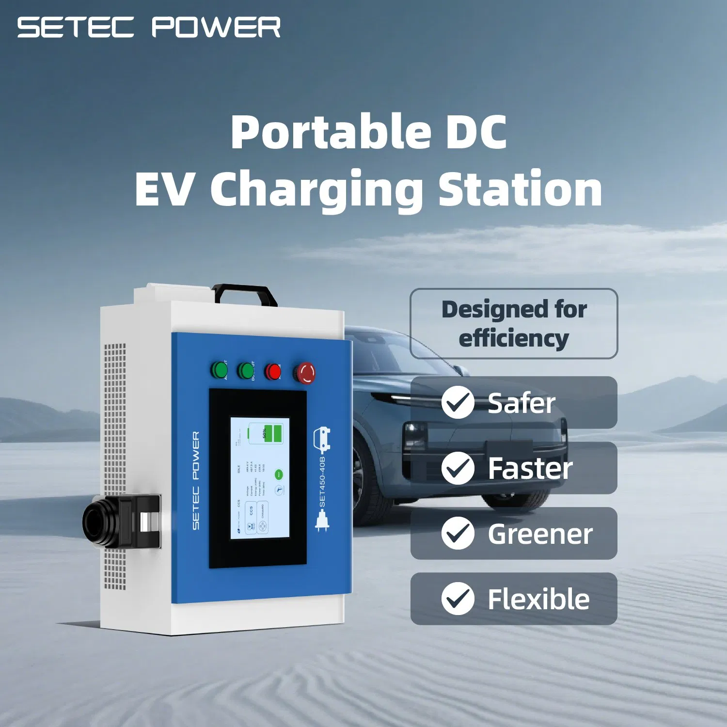 SETEC POWER 10kW-60kW CCS1/CCS2/Chademo NACS Portable EV Charger DC Electric Vehicle Charging Station