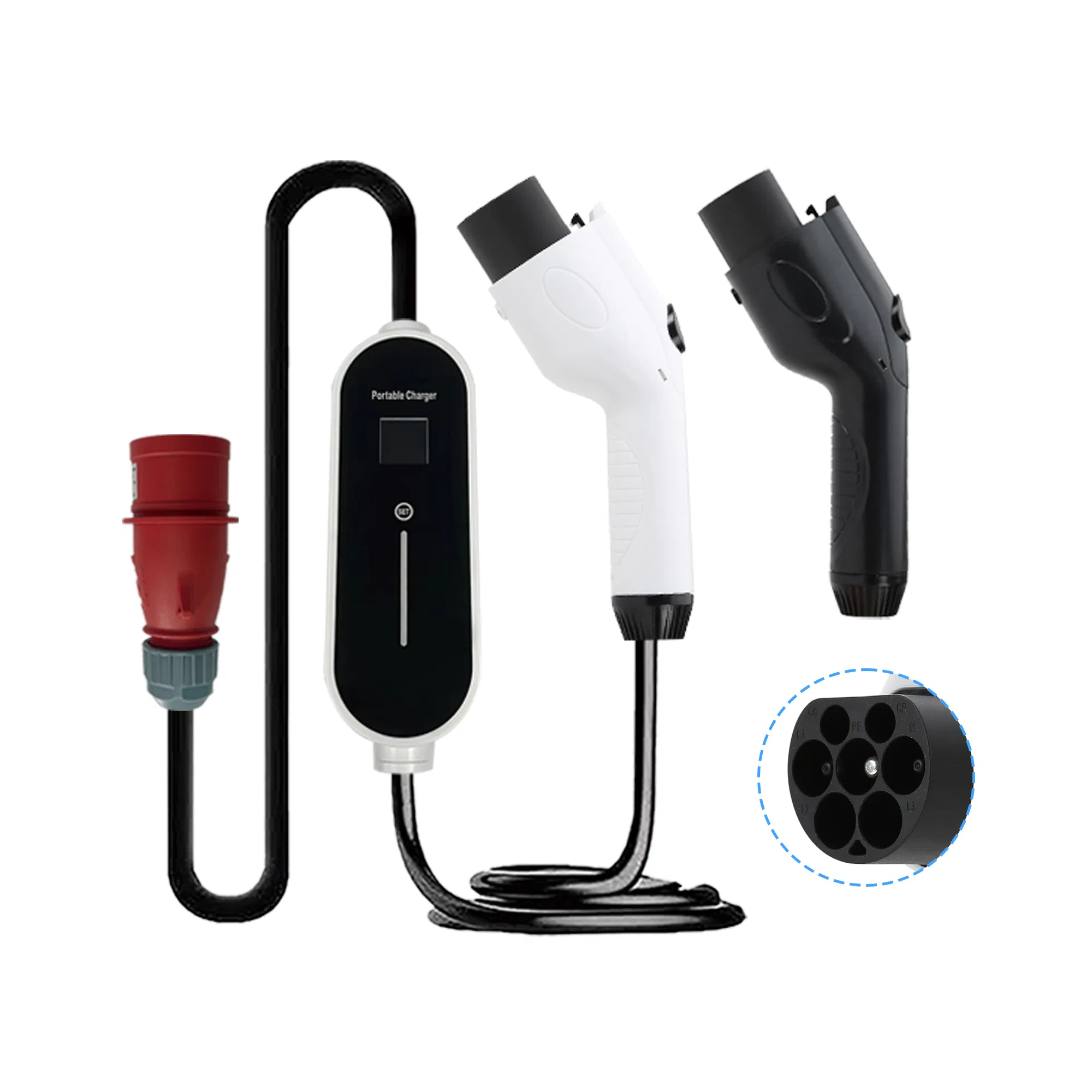 11/22kw 16/32A GB/T Mobile Level 3 Phase Portable EV Charger