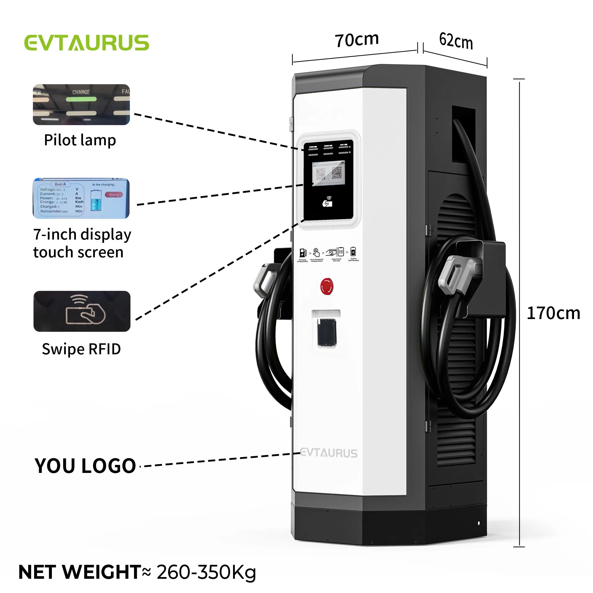 Public DC 120kw 160kw 180kw CCS2 Gbt Nacs IP54 New Energy DC EV Car Electric Charging Charger Station with Public Parking Lots