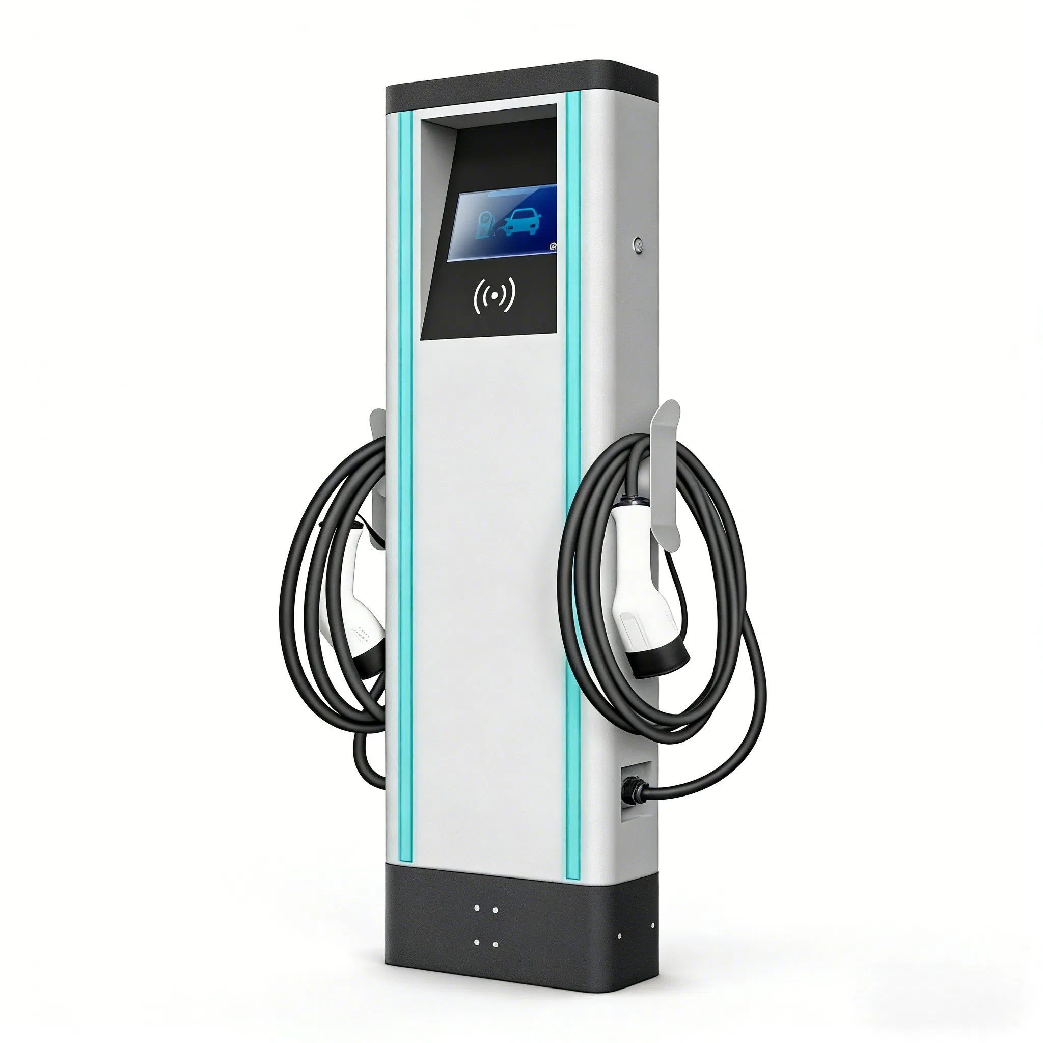 Floor-Mounted AC EV Charging Station Dual-Gun 7kw 11kw 22kw Multi-Standard for Hotel Parking