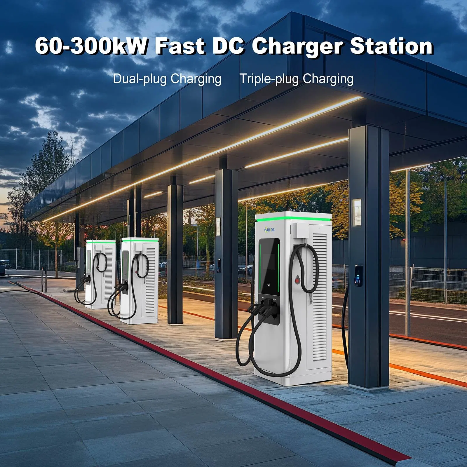 400kw Integrated DC Charging Station with 2 Connectors IP54 CCS1 CCS2 Gbt Chademo Standard
