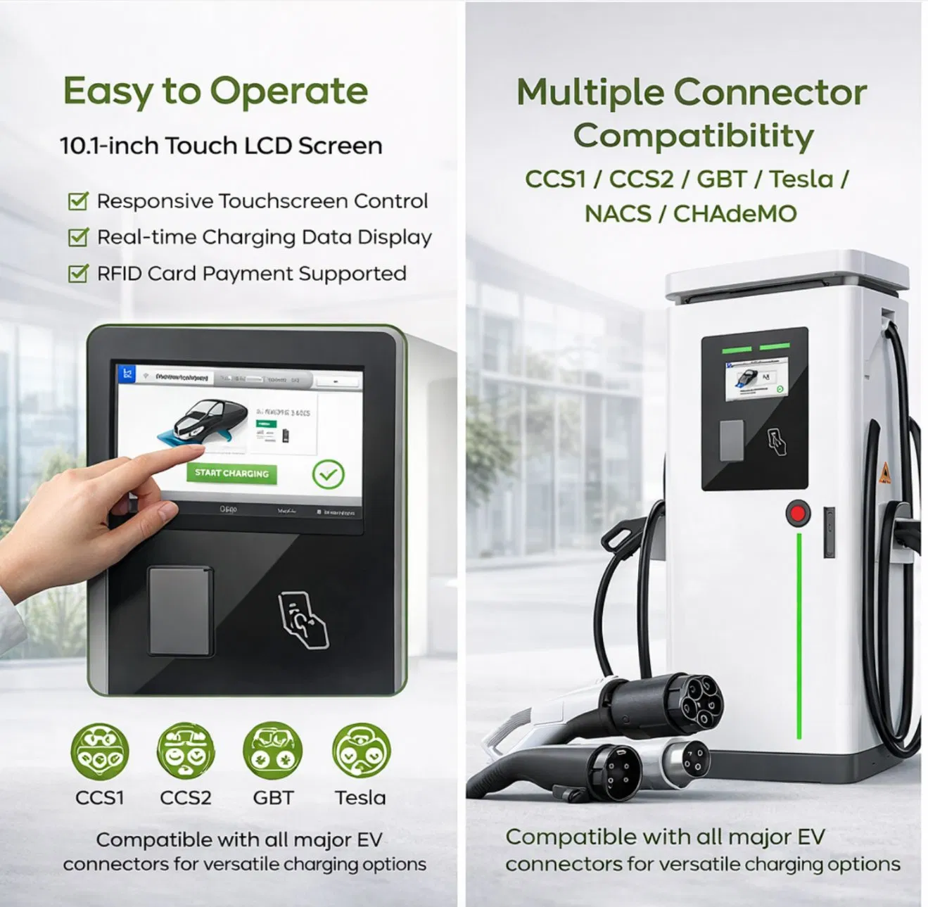 Public Use Floor-Mounted DC EV Charging Station CCS2