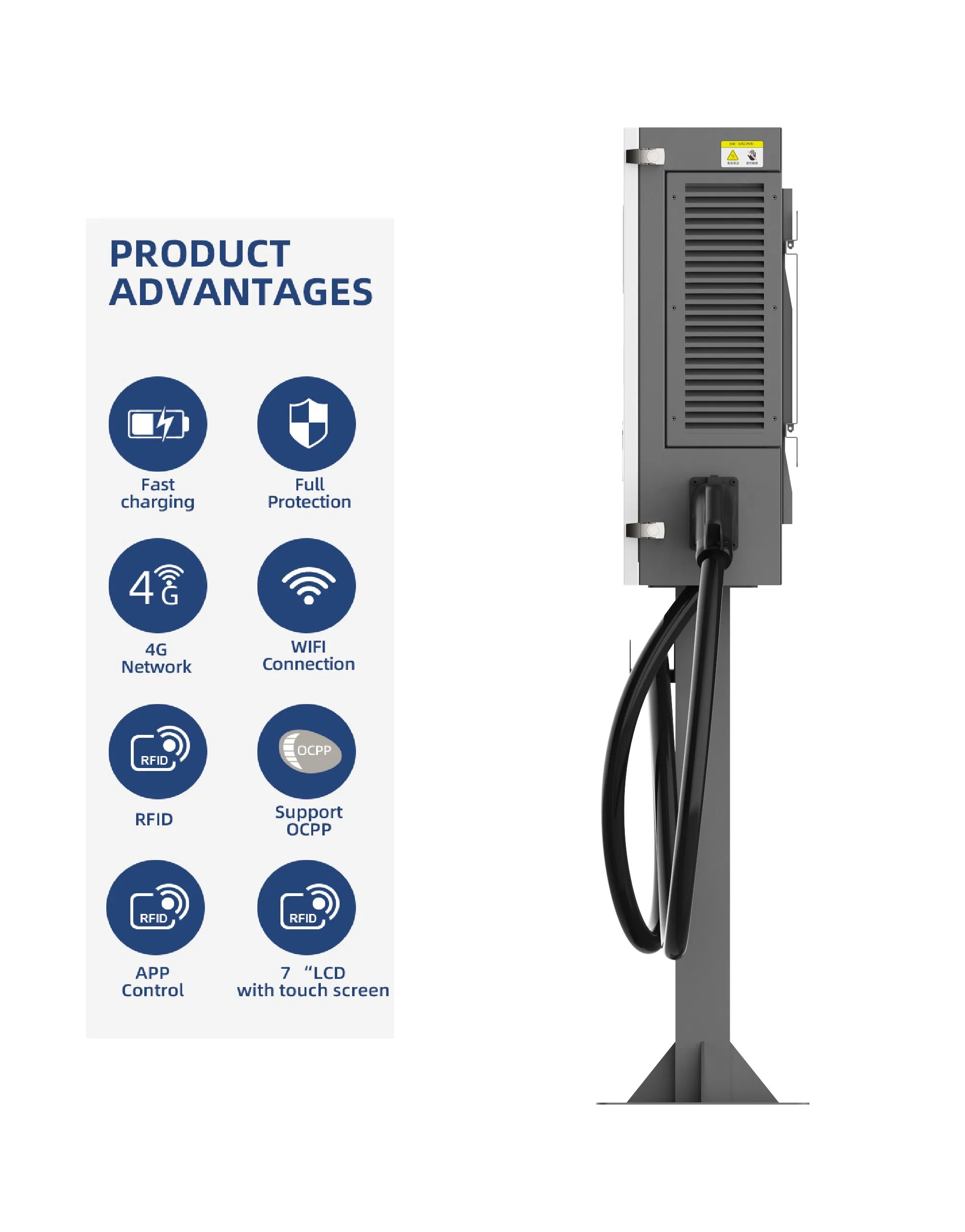 40kw Wall-Mounted DC EV Charger Electric Car Charger with V2l/V2h Support for Residential and Small Commercial Charging Locations