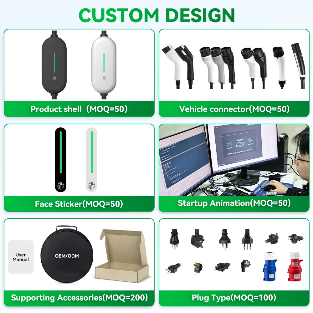 Gocean Home 16A WiFi 3.5 Kw EV Charger Factory Home Fast Level 2 AC Type 2 Station 7kw Portable EV Charger