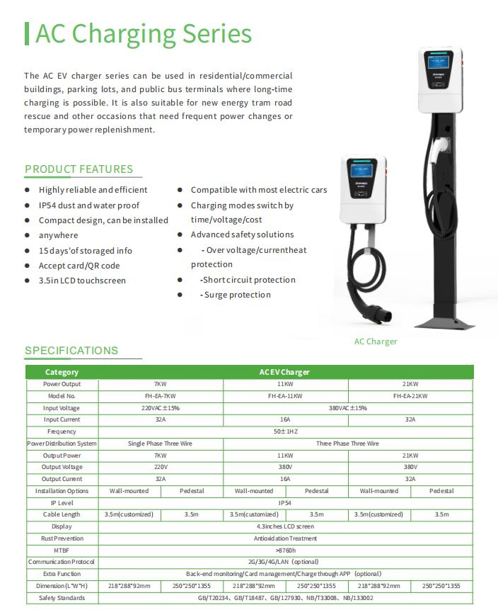High-Power CCS2 Type2 Electric Vehicle Wallbox Charger 7kw 11kw 22kw