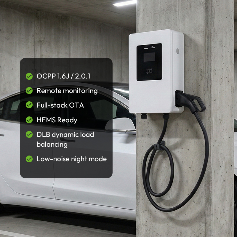 14-28kw Fast Level 2 DC EV Charger CCS1 Nacs Low-Noise Night Mode Charging Station