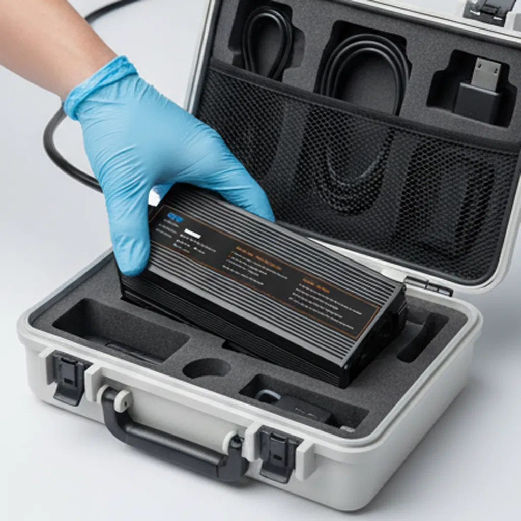 Rugged High-Power Waterproof IP34 EV Charging Unit for 12V-84V Lithium Systems Industrial 1200W Charger