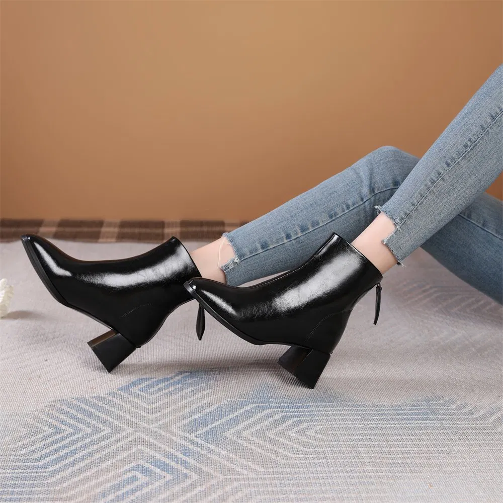 Female Women's Female Block Heel Warm Short Ankle Booties Shoe Lady Boots