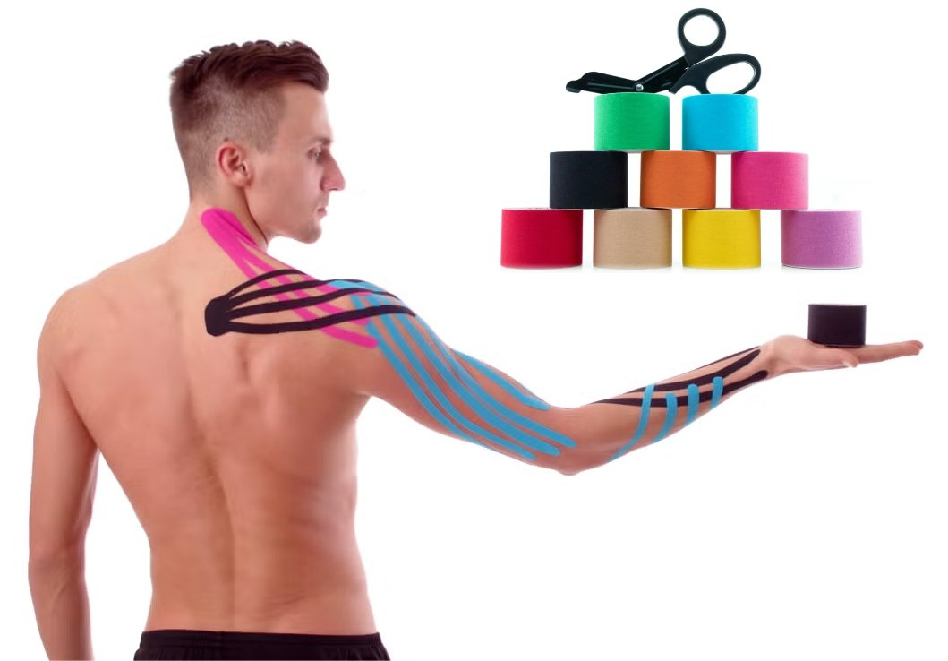 Custom Printed Waterproof Adhesive Elastic Athletic Kinesiology Sports Tape for Therapy Muscle